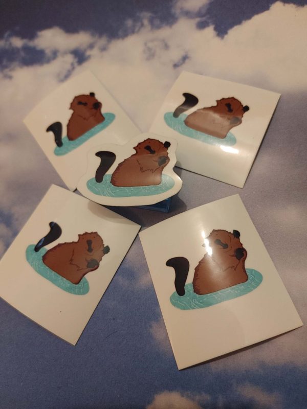 Beaver in Water Laminated Sticker