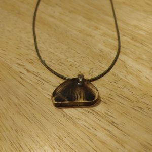 Oblong Pheasant Feather Black Cord Necklace