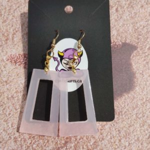 Rectangular/Rectangular Opaque Pink Drop Earrings