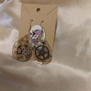 Teardrop Clock Parts Theme/Glitter Drop Earrings