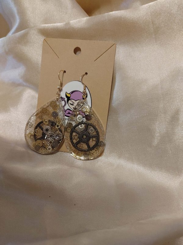 Teardrop Clock Parts Theme/Glitter Drop Earrings