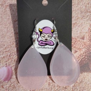 Teardrop Opaque Pink Drop Earrings