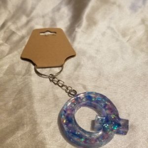 Letter Q Blue/Pink/Purple Holographic Glitter Keychain