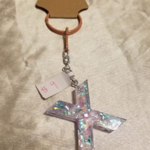 Letter X Blue/Pink/Purple Holographic Glitter Keychain