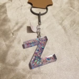 Letter Z Blue/Pink/Purple Holographic Glitter Keychain