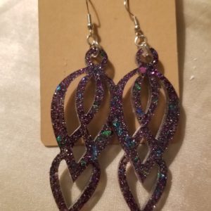 Loops & Heart Black Purple/Blue Glitter Drop Earrings
