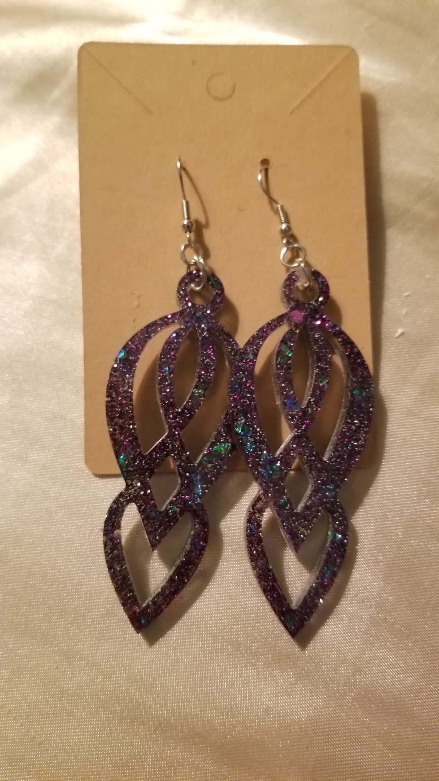 Loops & Heart Black Purple/Blue Glitter Drop Earrings