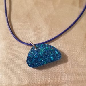 Oblong (S) Blue Glitter Blue Cord Necklace