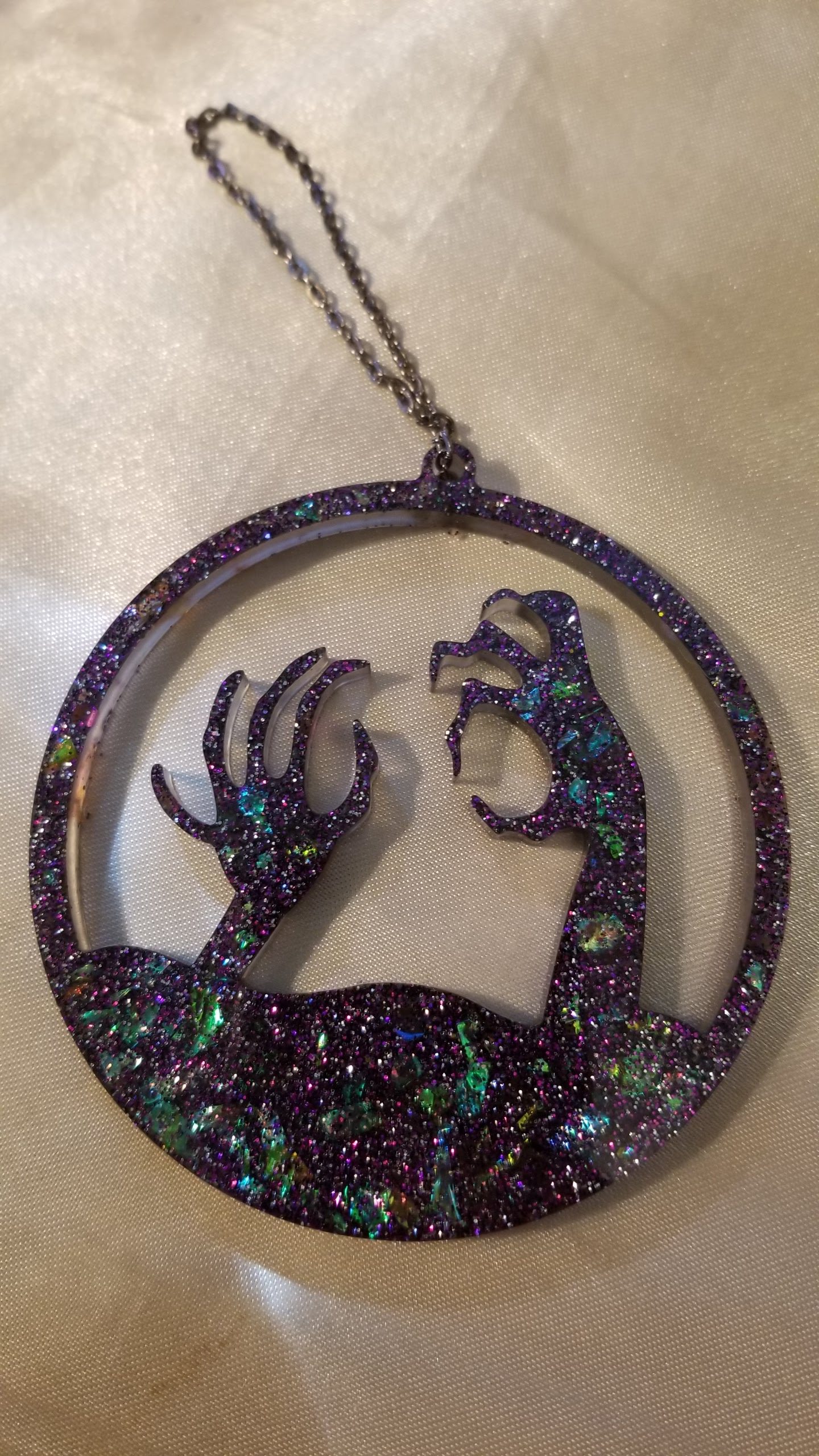 Spooky Hands Black Blue/Purple Glitter Hanging Ornament
