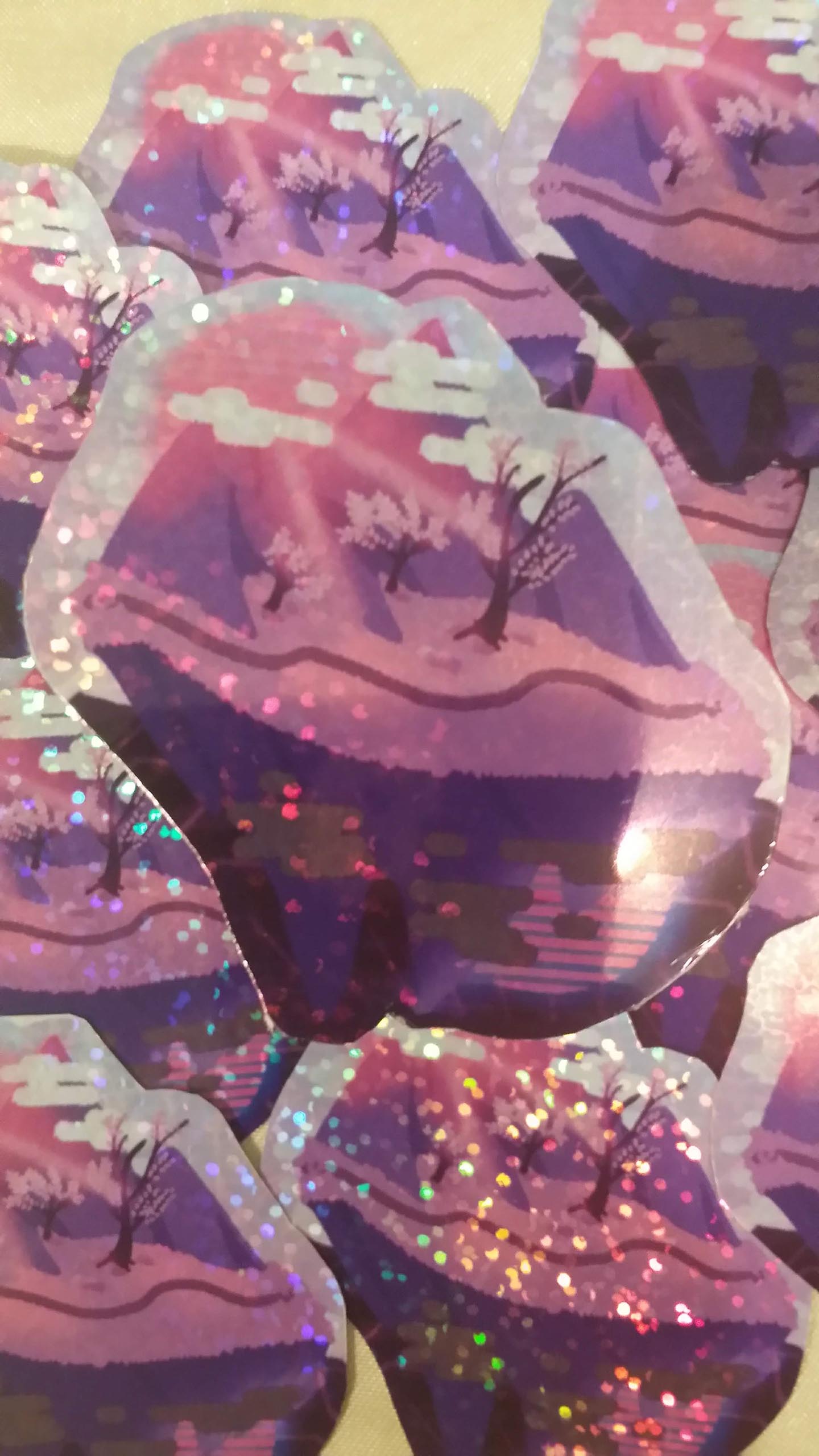 Floating Island Sparkle Glitter Holographic Stickers
