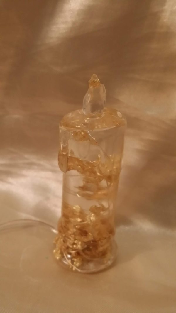 Gold Flake 4" Light-Up Candle