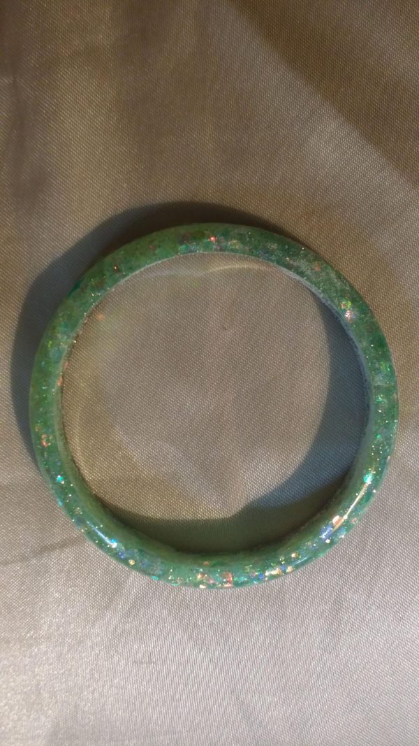 Green/Black Glitter Bangle Bracelet