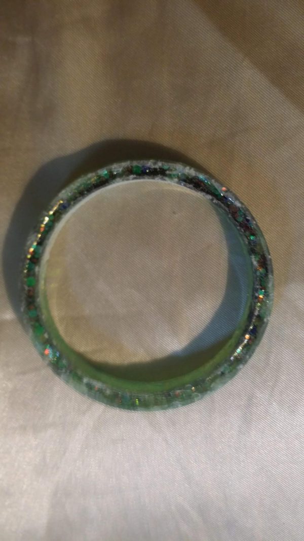 Green/Black Glitter Bangle Bracelet - Image 2