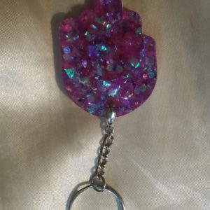 Middle Finger Purple/Blue Holographic Glitter Keychain
