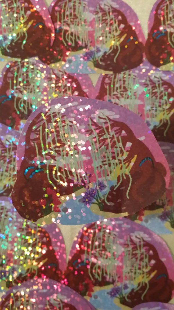 Old River Sunset Sparkle Glitter Holographic Stickers