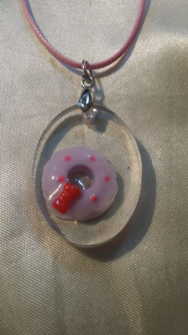 Purple/Sprinkles Donut Pink Cord Necklace