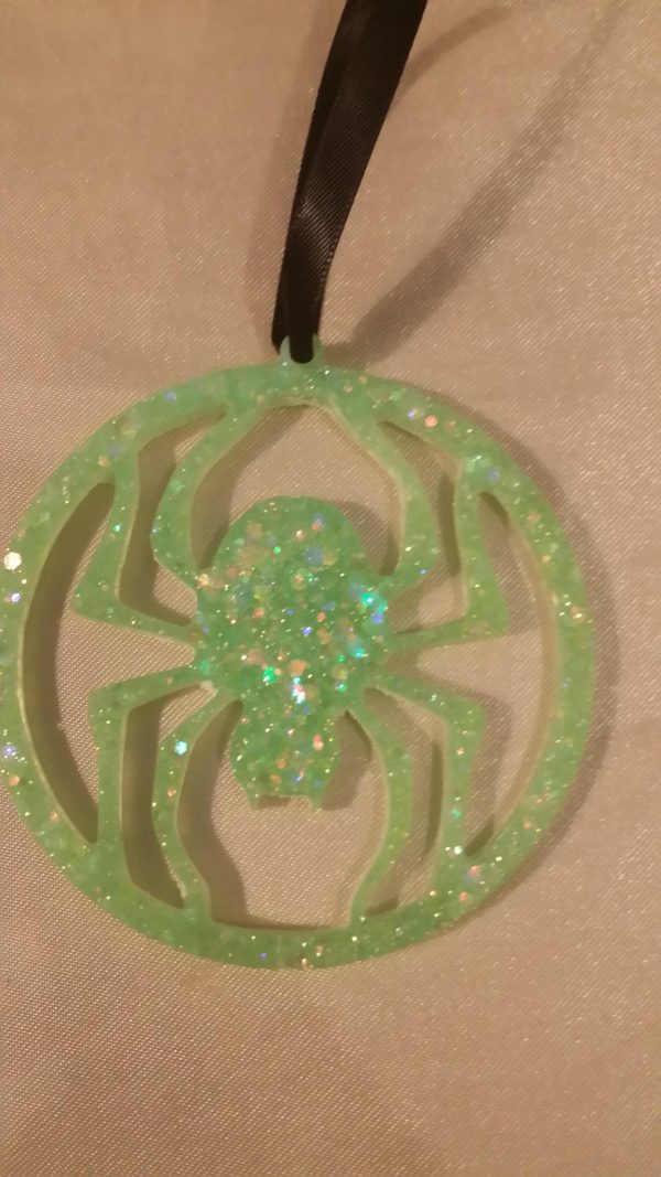 Spider Glow-in-the-Dark Glitter Hanging Ornament