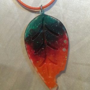 Take a Bite Out Of Fall' Autumn Leaf Orange Cord Necklace