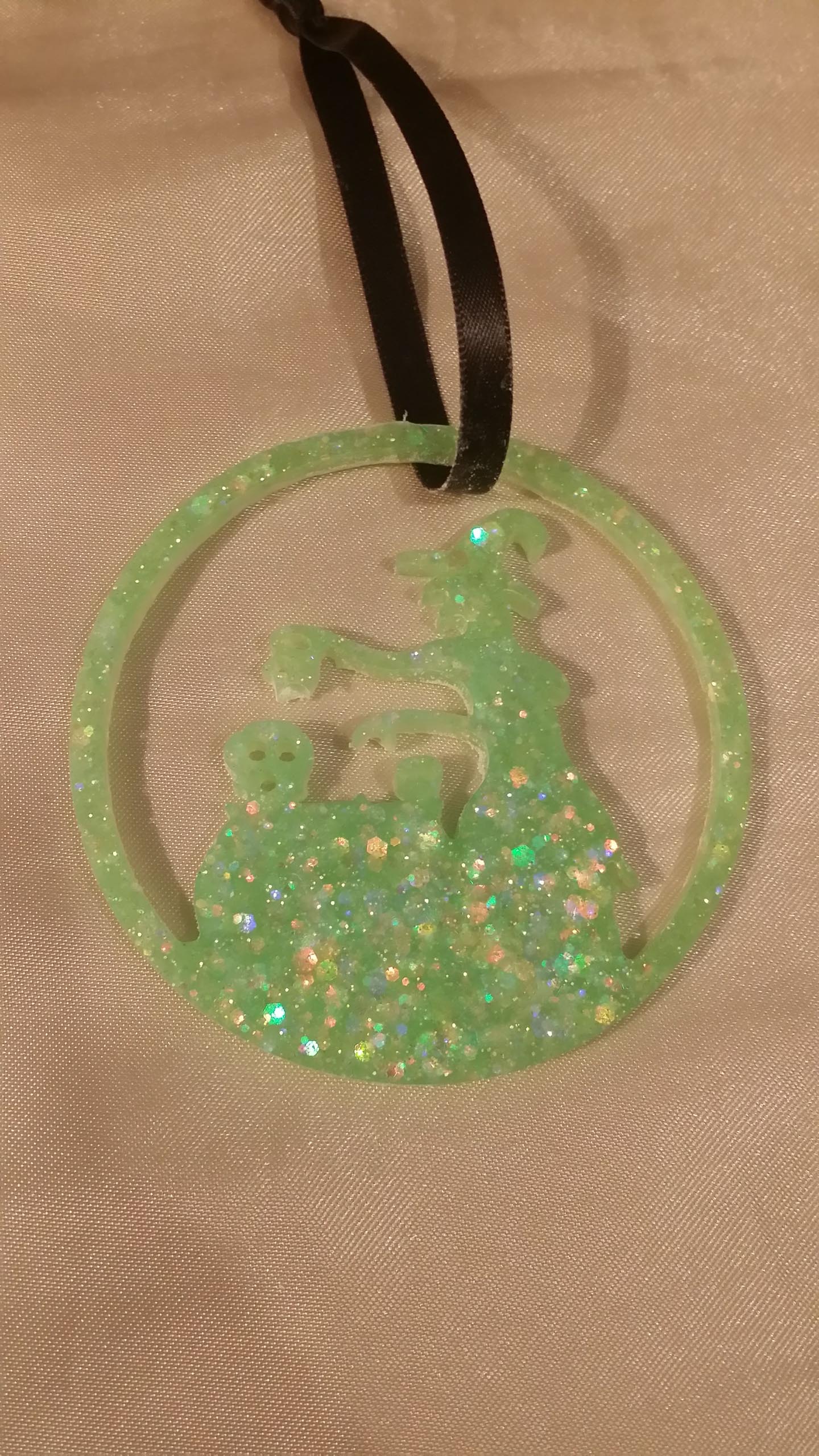 Witch Glow-in-the-Dark Glitter Hanging Ornament