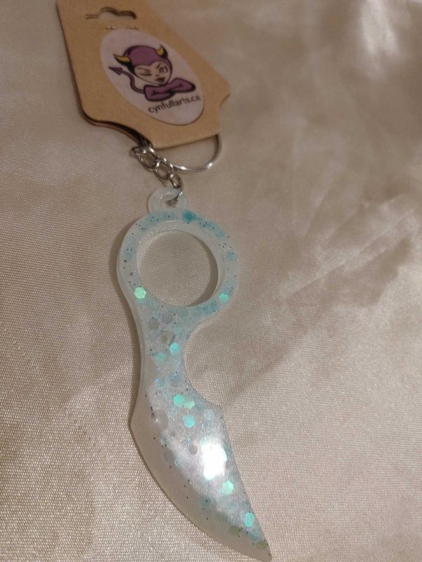 Blue Glitter Claw Keychain