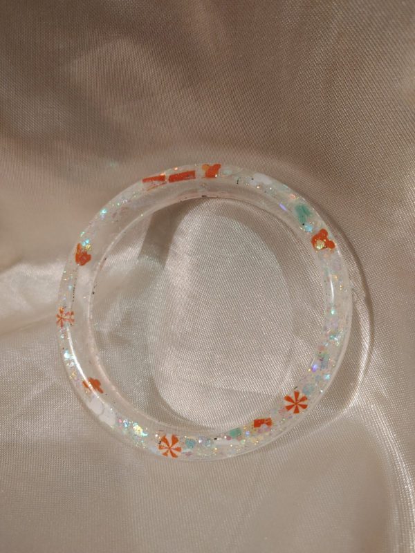 Christmas Theme Red/White Mouse/Peppermint/White Glitter Bangle Bracelet