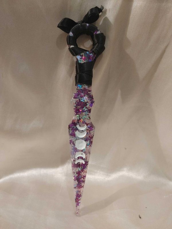 Ornamental Silver/Purple Butterfly Glitter Dagger
