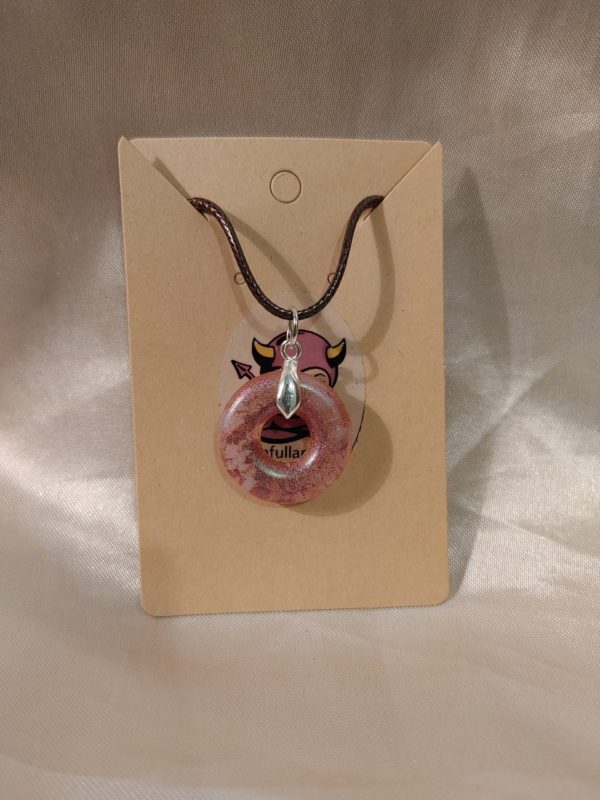 Donut Red/Green/Brown Colour Shift Black Cord Necklace