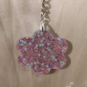 Flower Power Pink/Purple/Blue Flower Glitter Keychain