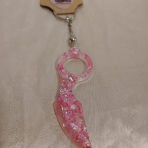 Pink Glitter Claw Magnet Release Ball Keychain