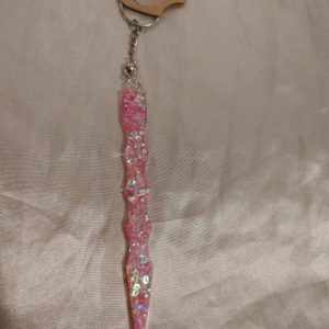 Pink Glitter Flat Sword Magnet Release Ball Keychain Style 2