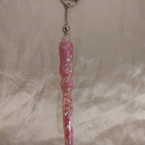 Pink Glitter Round Sword Magnet Release Ball Keychain Style 1