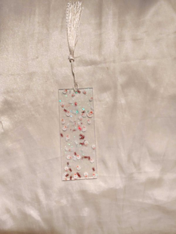 Bookmark Santa/Ho Ho/White Glitter White Tassel