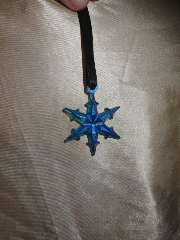 Snowflake Blue Chameleon Hanging Ornament Style 2