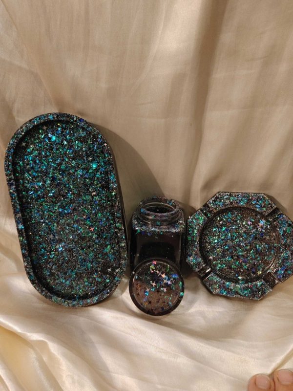High Maintenance' Space Theme Tray, Jar & Ashtray Set