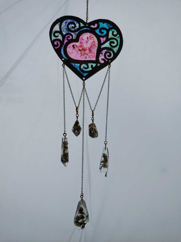 Heart Dried Flowers Blue/Green/Purple/Pink Sun Catcher
