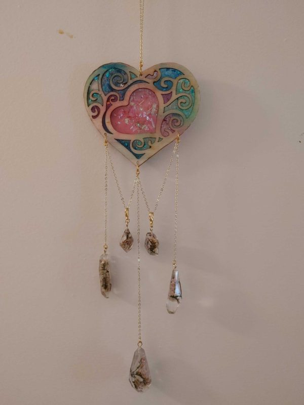 Heart Dried Flowers Blue/Green/Purple/Pink Sun Catcher - Image 2
