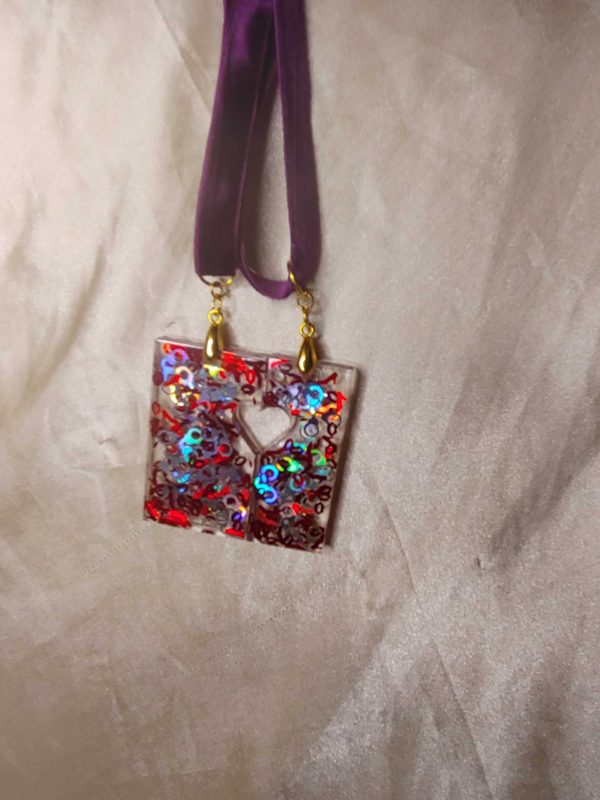 Heart Friendship (Pair) 'Kinky Cuffs'  Purple Velvet Ribbon Necklaces