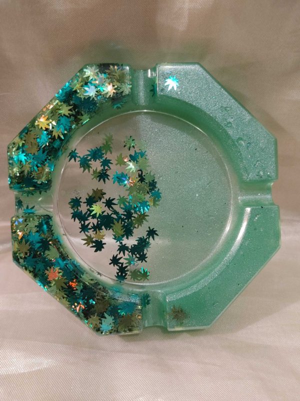 High Maintenance' Green/Green Leaf Tray, Jar & Ashtray Set - Image 5