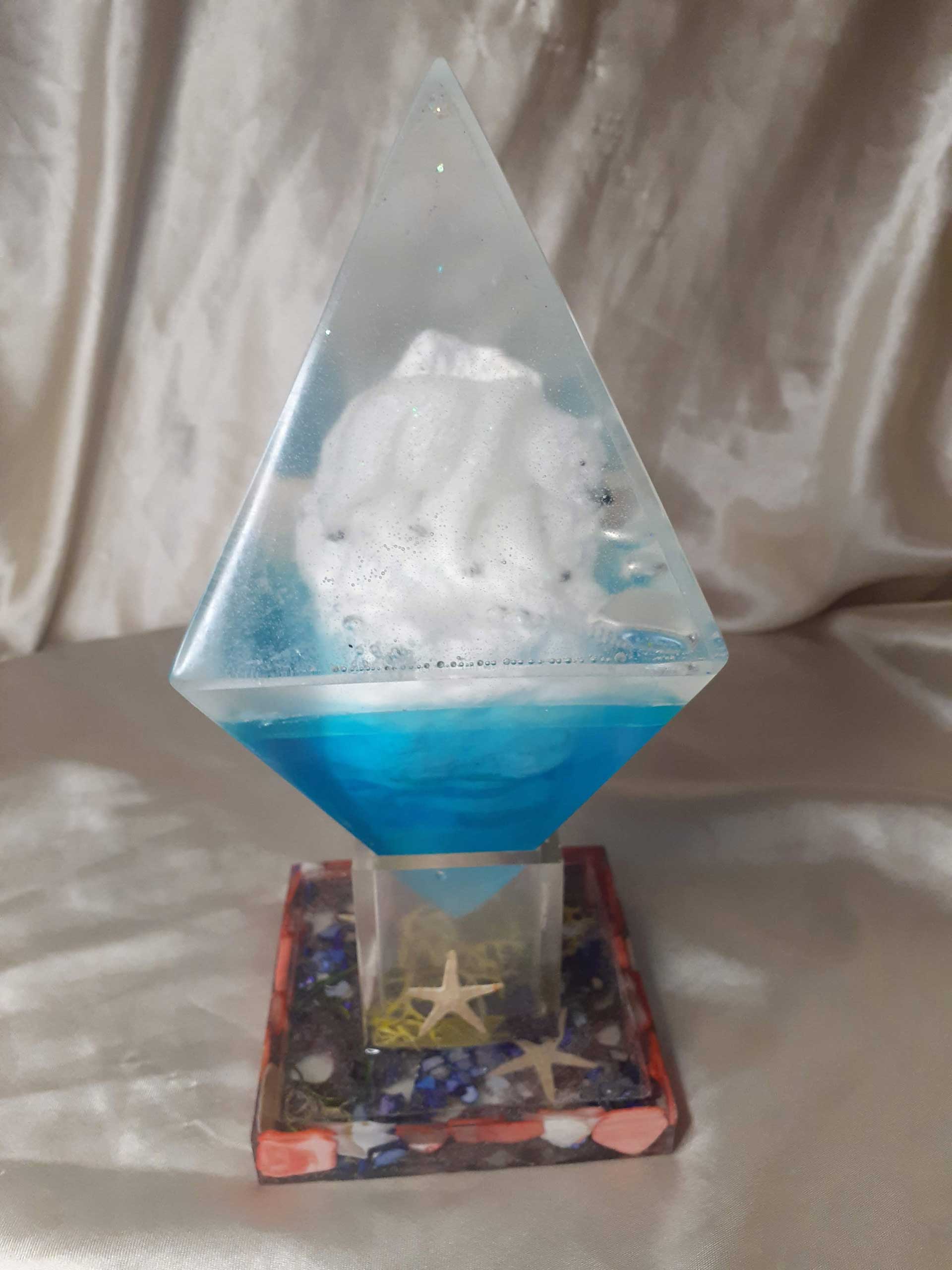 Polar Bear on Iceberg Diamond Pyramid with Ocean Bottom Stand