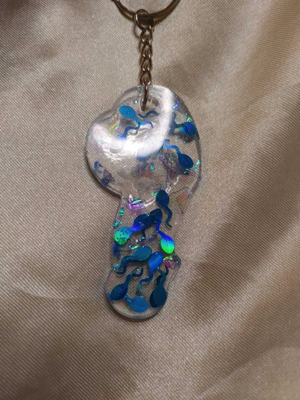 Blue Balls Blue Swimmers/Holographic Glitter Keychain Style 1