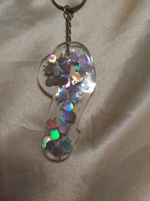 Fucking Dick Silver Middle Finger Glitter Keychain Style 1