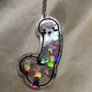 Fucking Dick Silver Middle Finger Glitter Keychain Style 3