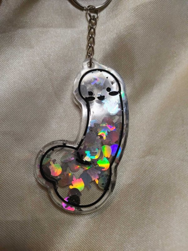 Fucking Dick Silver Middle Finger Glitter Keychain Style 3