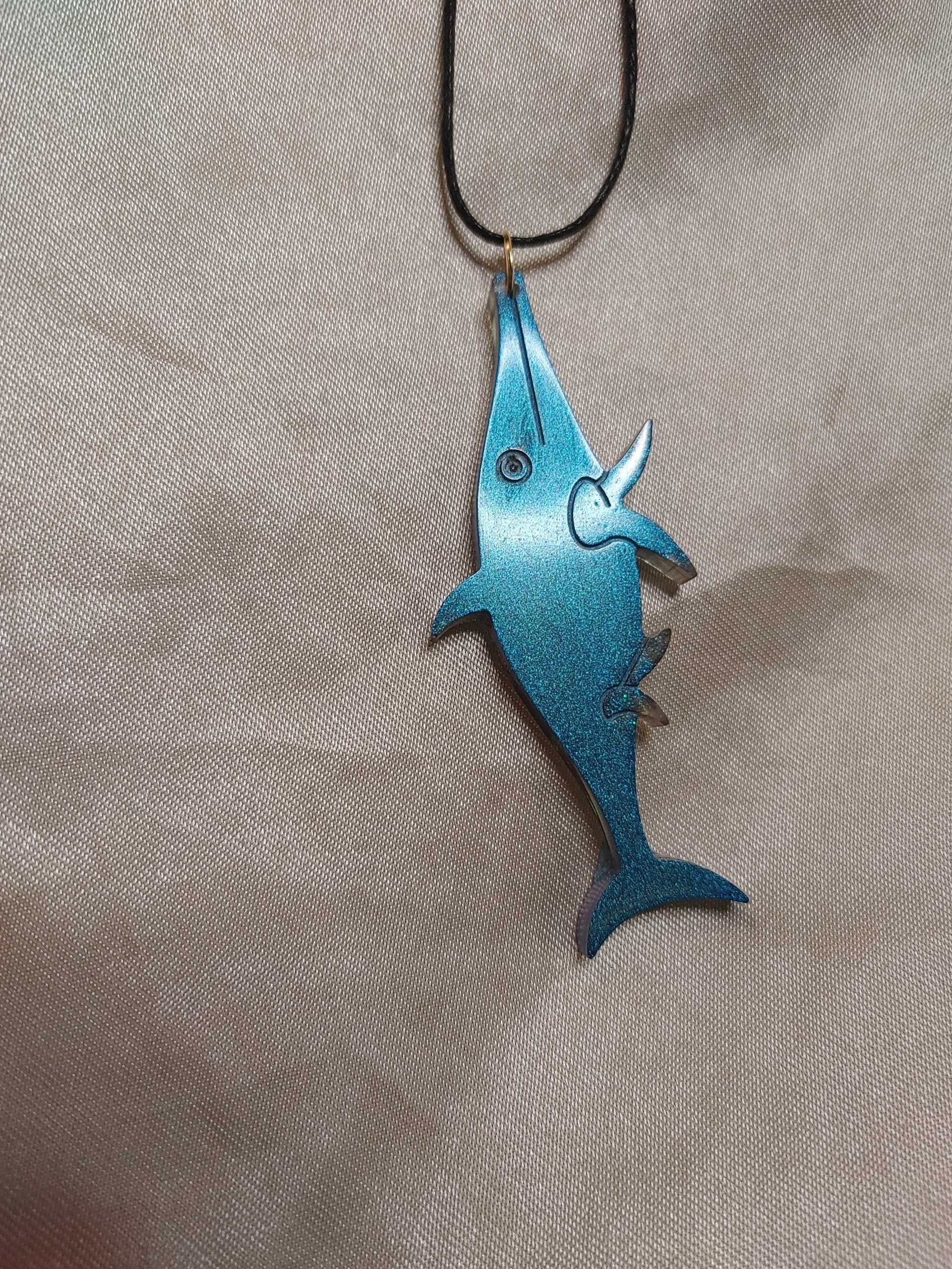 Ichthyasaurus Blue Colour Shift Black Cord Necklace