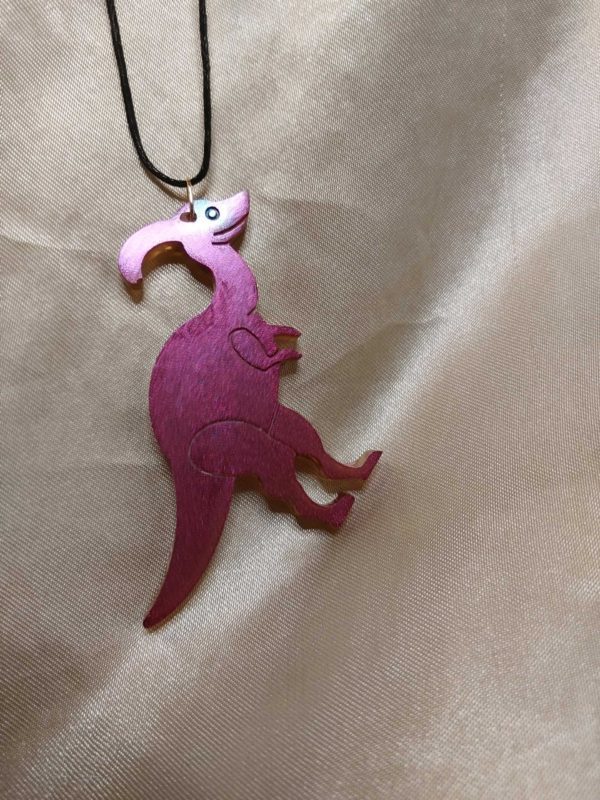 Parasaurolophus Red Colour Shift Black Cord Necklace