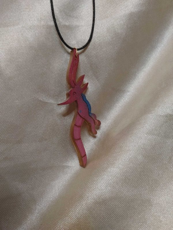 Pterodactyl Red/Blue Colour Shift Black Cord Necklace