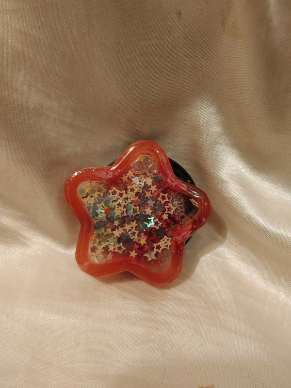 Star Red Star Glitter Shaker Pop-Out Phone Holder