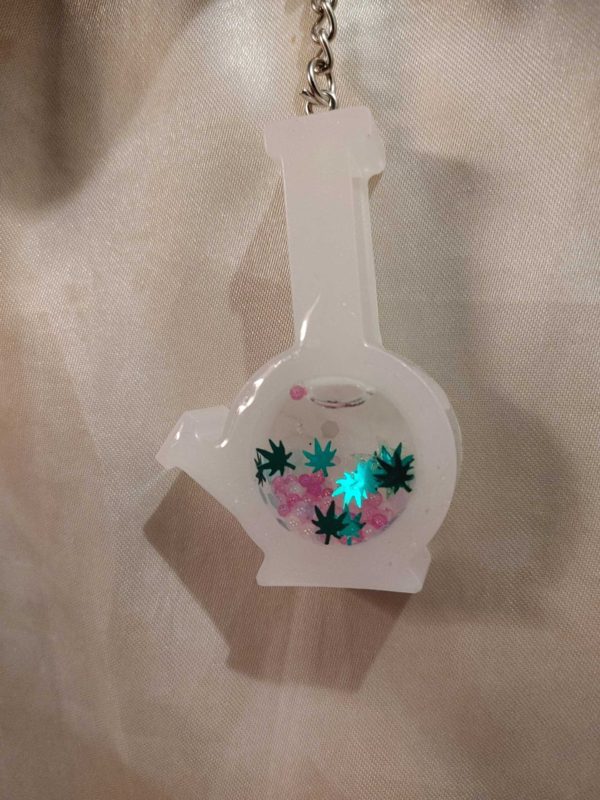 Bong Green/Pink/Purple Glitters Shaker Keychain
