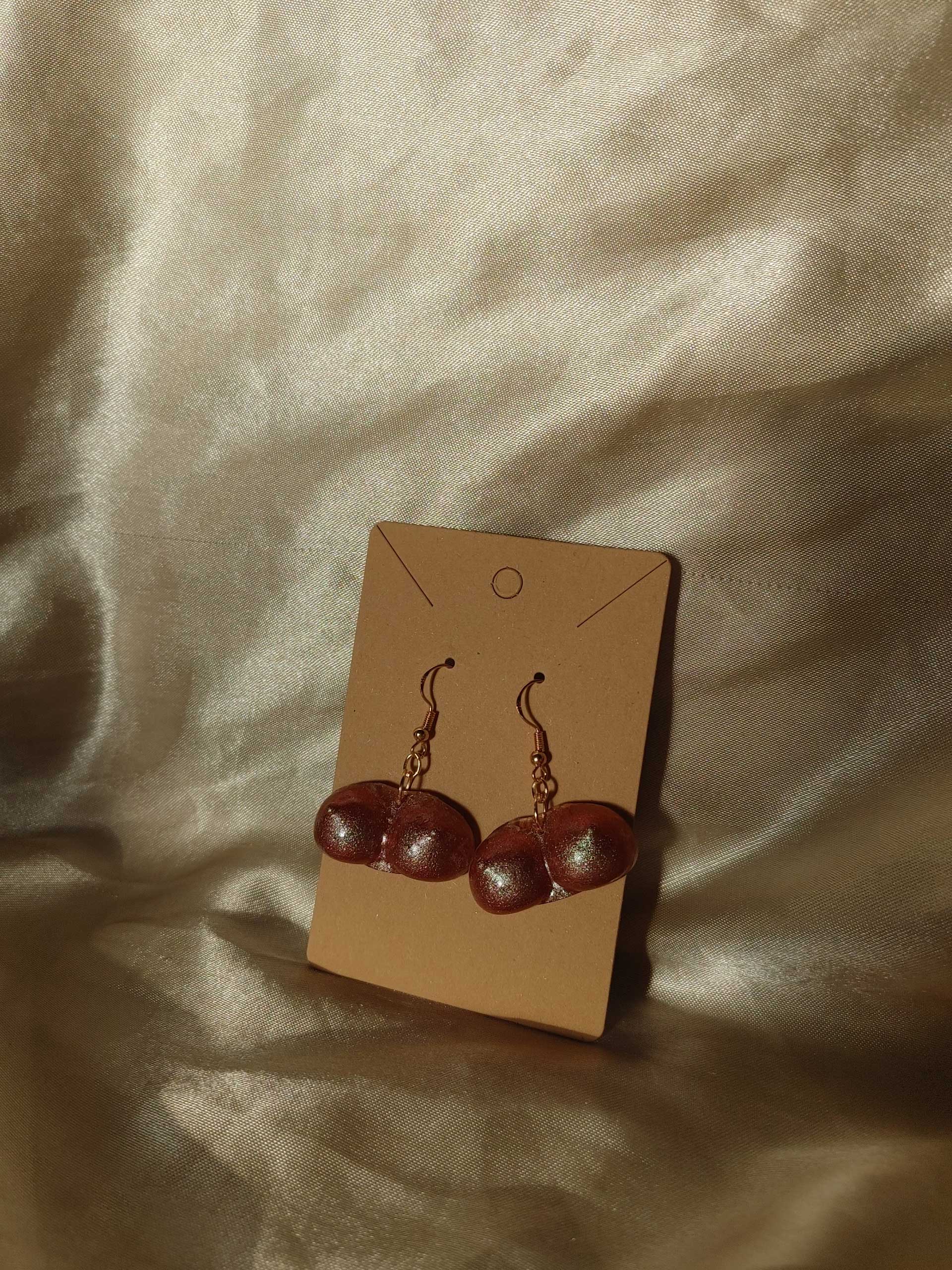 Boobs (Large) Red Colour Shift Silver Tone Post Earrings