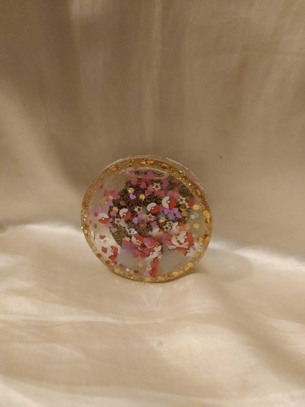 Circle Gold/Pokeballs/Hearts/Stars Glitters Eevee Charm Shaker Pop-Out Phone Holder